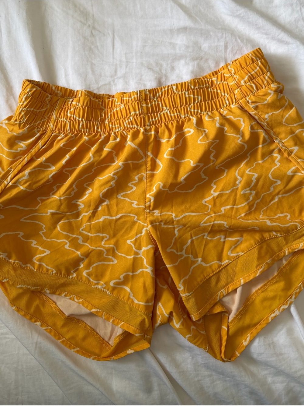 Athleta Yellow Abstract Print Athletic Shorts